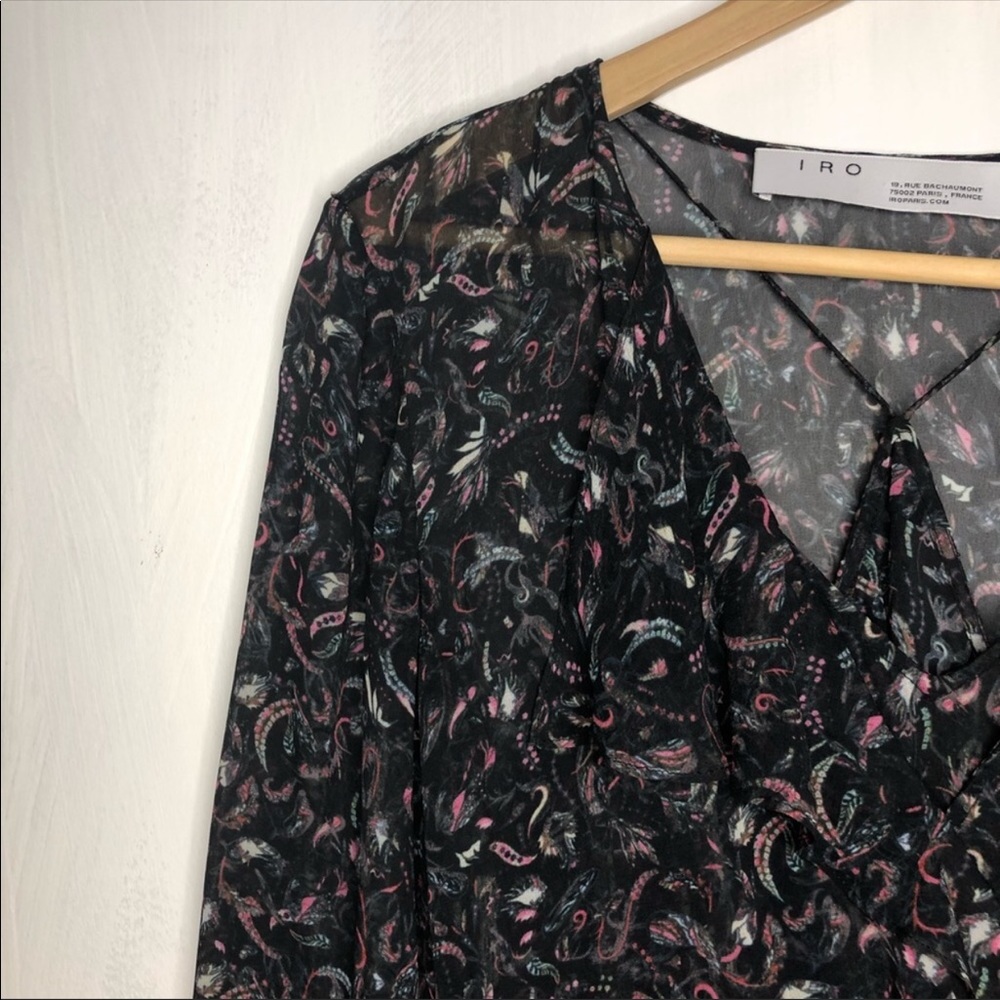 Iro Black Honess Printed Tiered Mini Dress 34 2 - Picture 3 of 8
